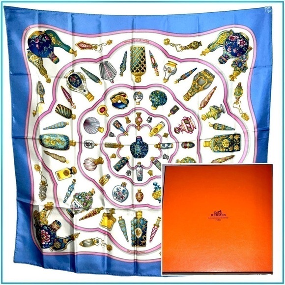 Hermes  “Qu' Importe Le Flacon” 100% Silk Scarf 90cm Square NWT/BOX - Picture 1 of 16